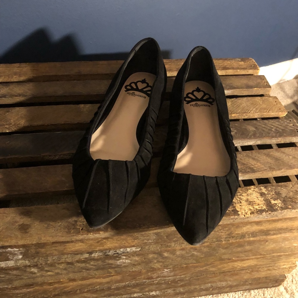 Black Polly Pointed Toe Flats